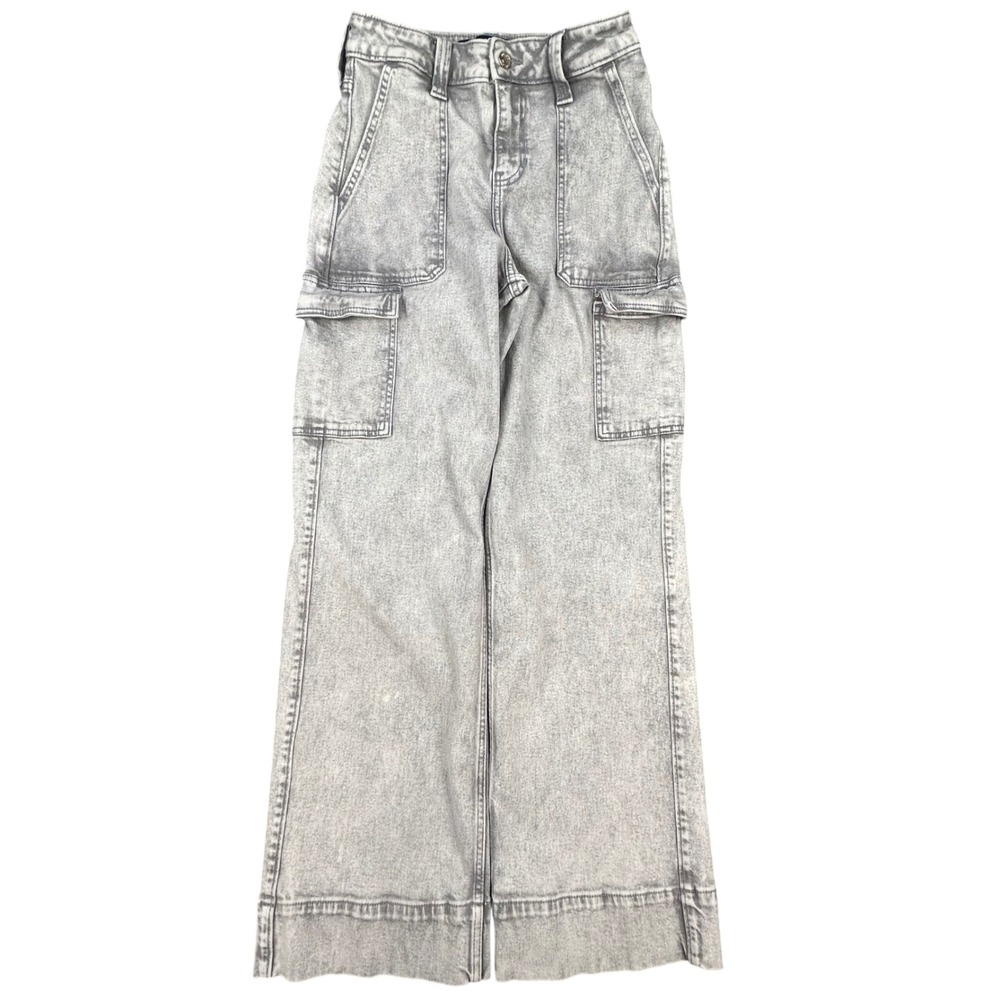 Hollister High Rise Vintage Baggy Cargo Jeans Women 1R 25x31 Light Wash Wide Leg
